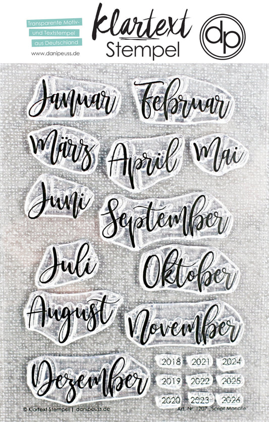 Klartext-Stempelset A6 "Script Monate"