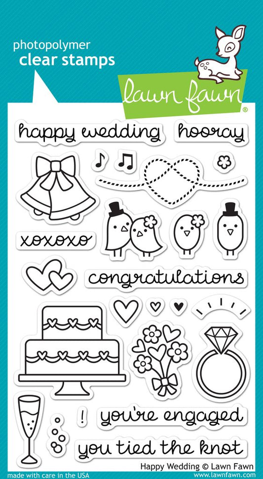 Lawn Fawn - Happy Wedding - Clear Stamp 4x6