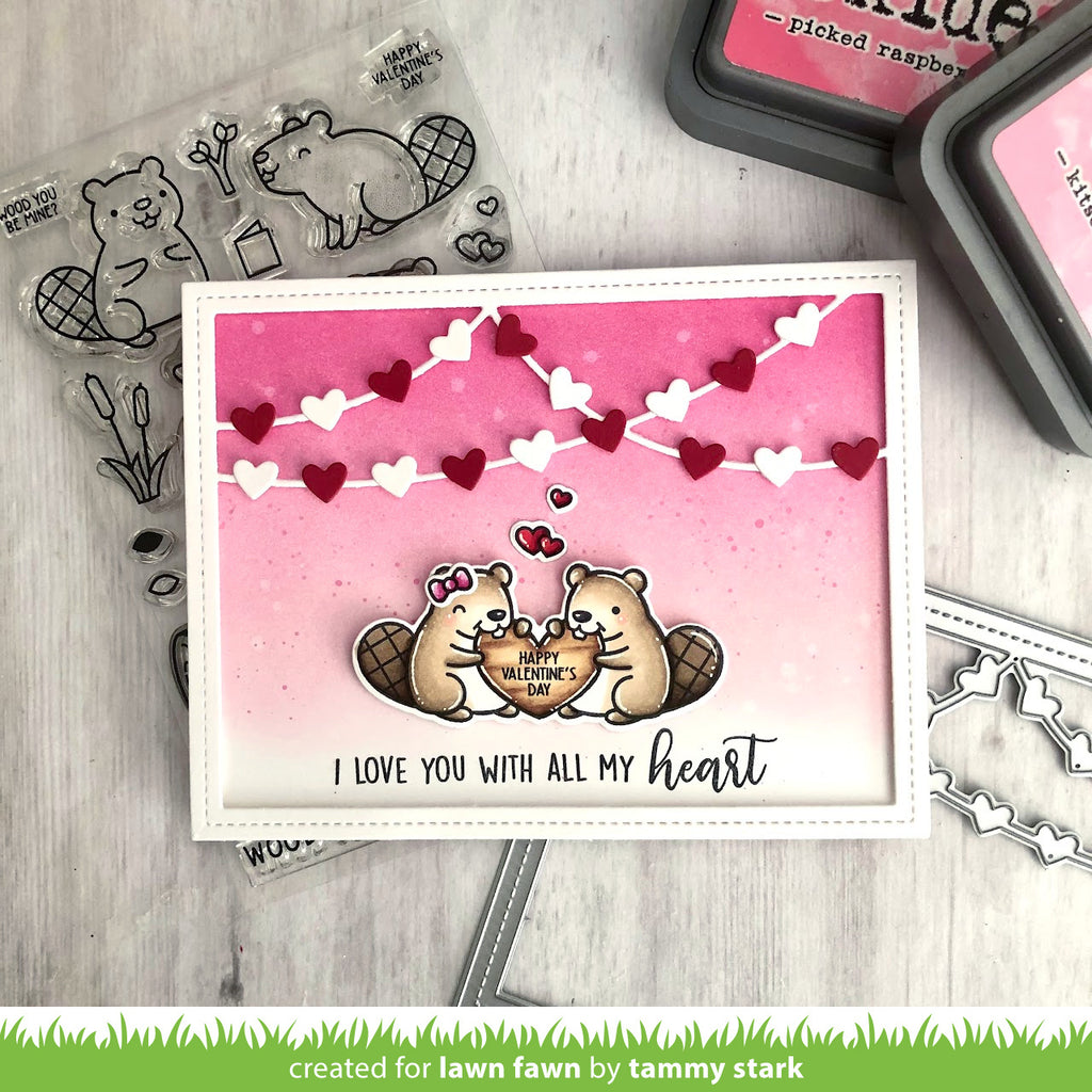 Lawn Fawn - Heart Garland Backgdrop: Landscape - Stand Alone Stanzen