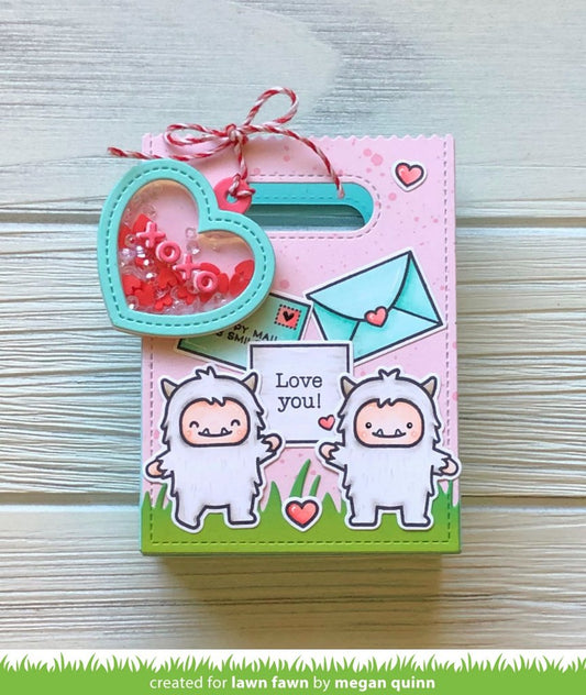 Lawn Fawn - heart shaker gift tag - Stanzen
