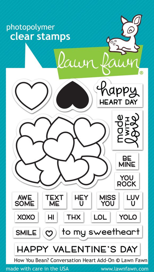 Lawn Fawn - How You Been? Conversation Heart Add-On - Clear Stamps 3x4