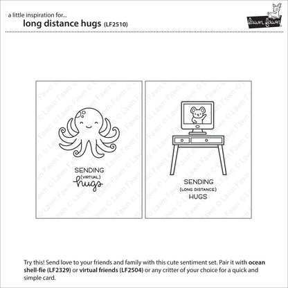 Lawn Fawn - Long Distance Hugs - Clear Stamp Set 3x4