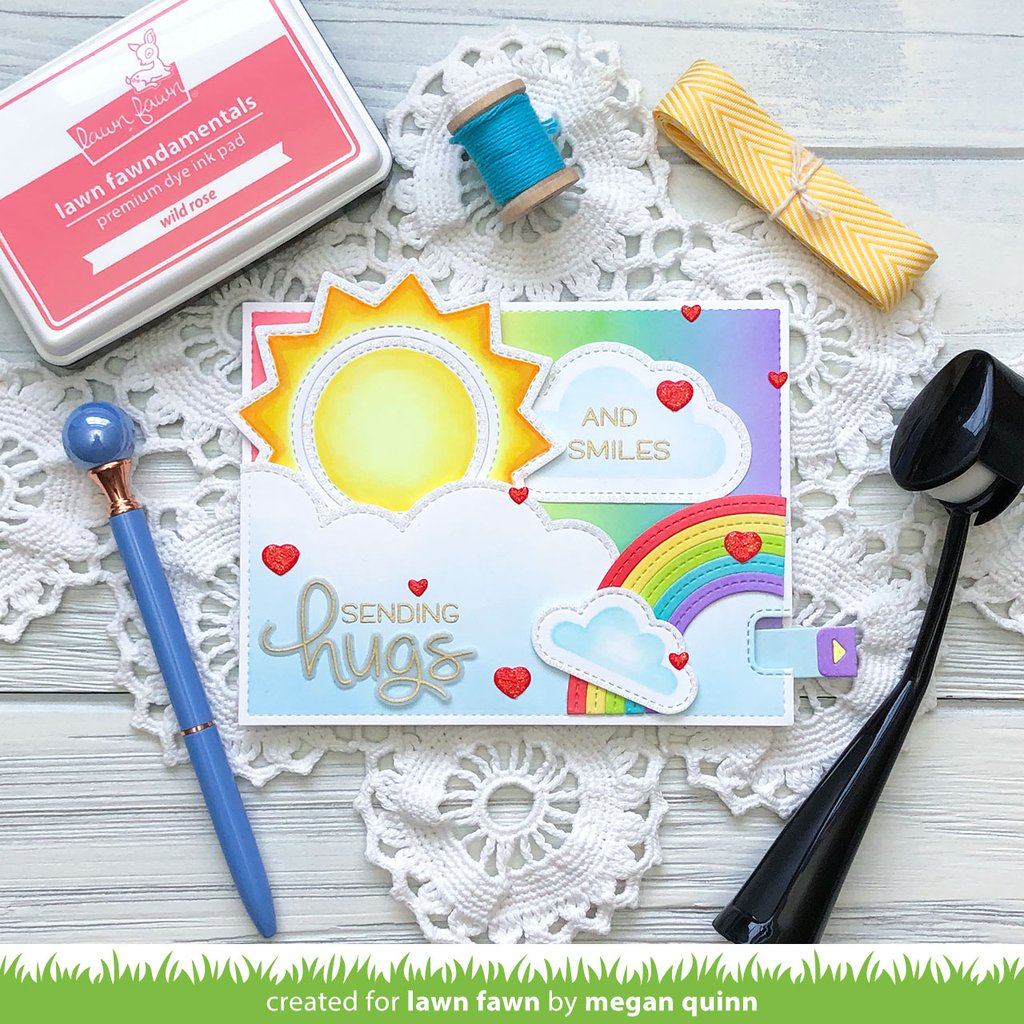 Lawn Fawn - Long Distance Hugs - Clear Stamp Set 3x4