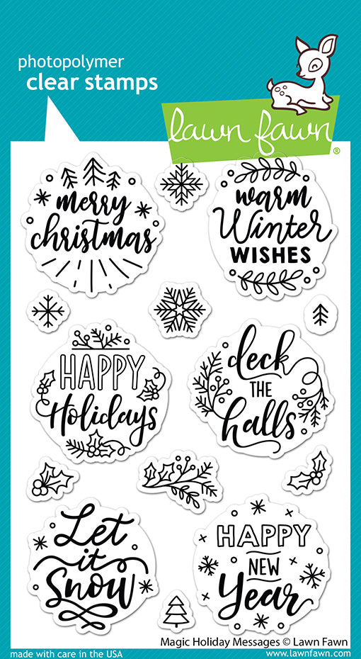 Lawn Fawn - Magic Holiday Messages - Clear Stamp Set 4x6