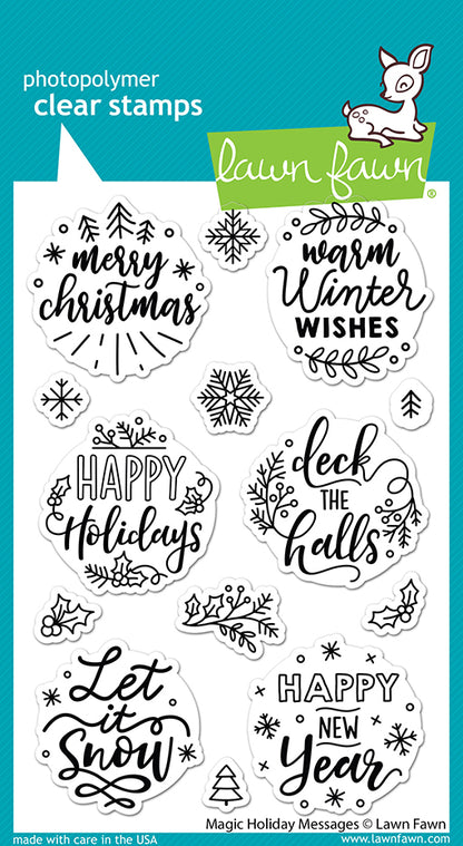Lawn Fawn - Magic Holiday Messages - Clear Stamp Set 4x6