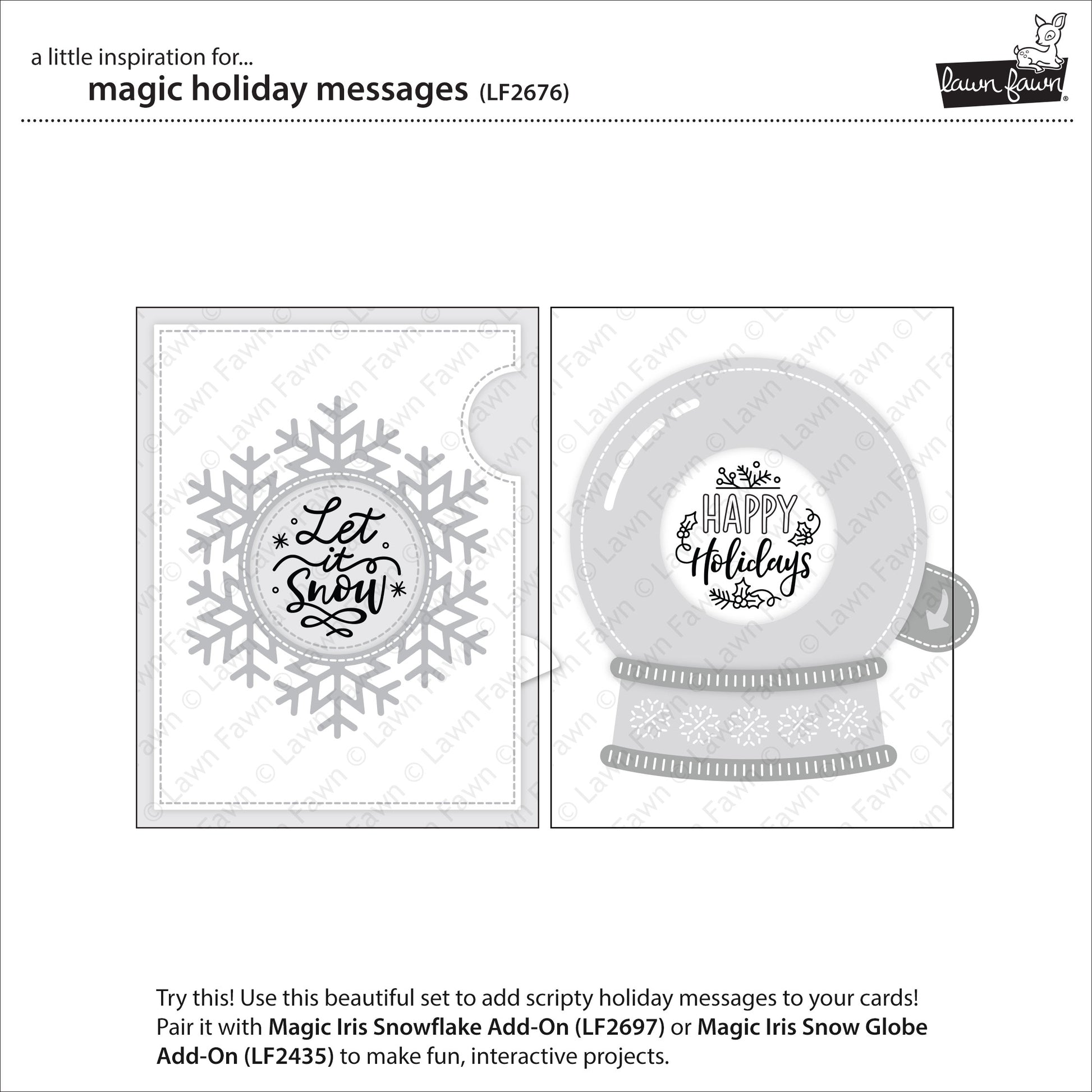 Lawn Fawn - Magic Holiday Messages - Clear Stamp Set 4x6