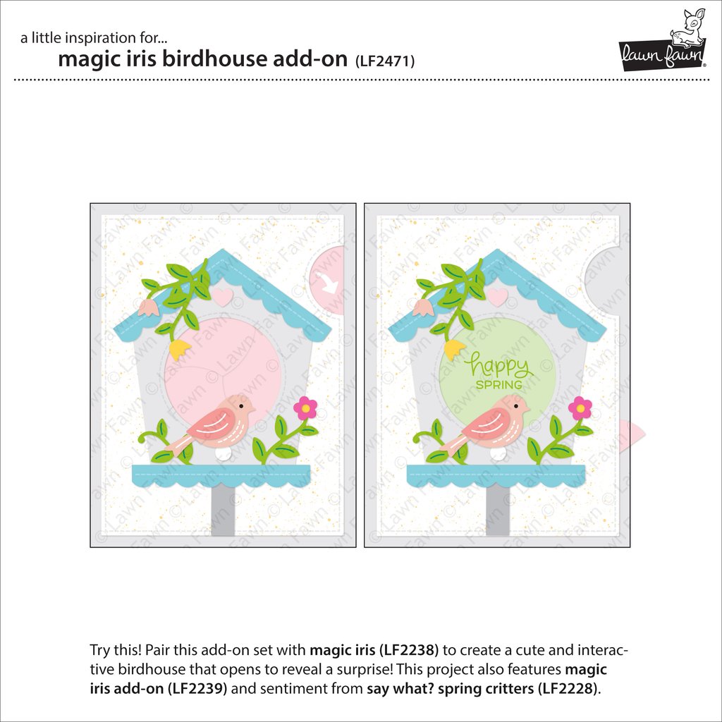 Lawn Fawn - Magic Iris Birdhouse Add-on - Stand alone Stanze
