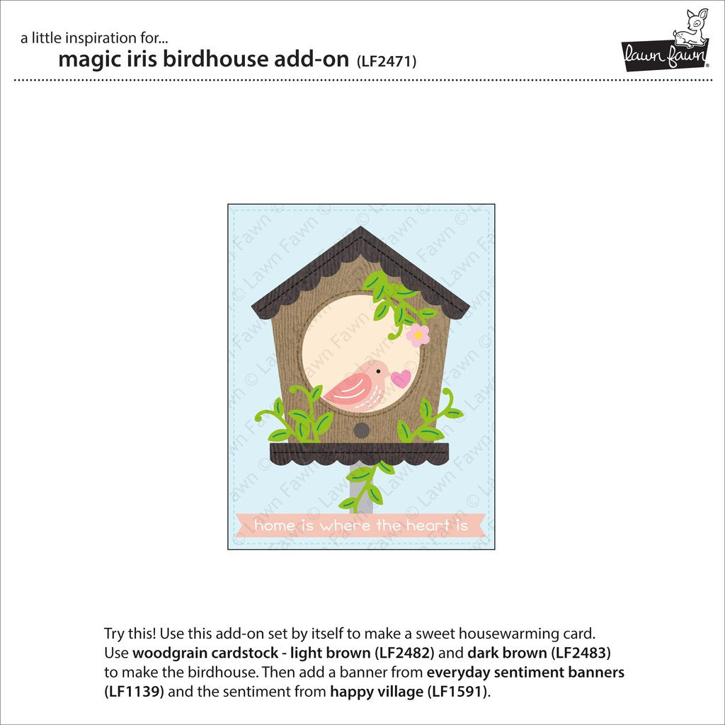 Lawn Fawn - Magic Iris Birdhouse Add-on - Stand alone Stanze