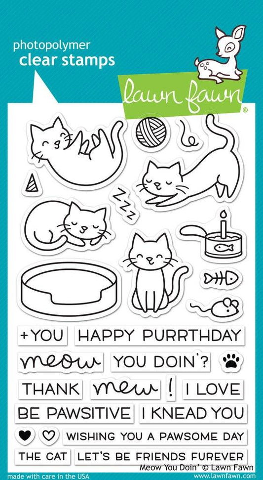  Lawn Fawn - Meow You Doin' - Clear Stamps 4x6