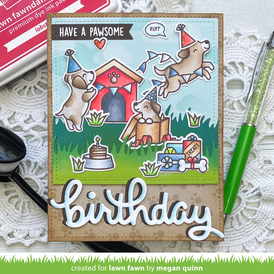 Lawn Fawn - pawsome birthday - Clear Stamp 2x3