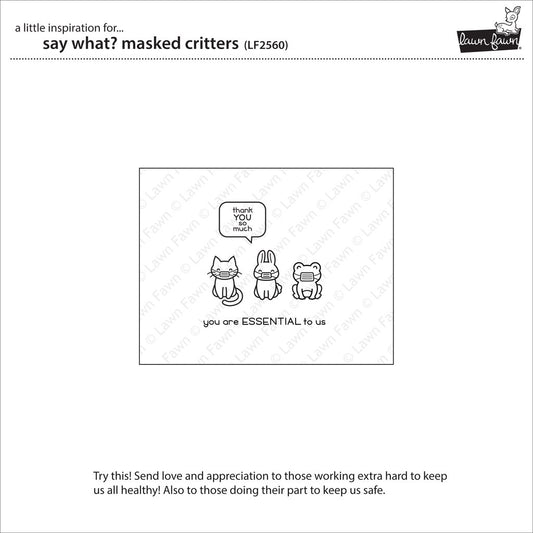 Lawn Fawn - Say What? Masked Critters - Stempel Set 3x4