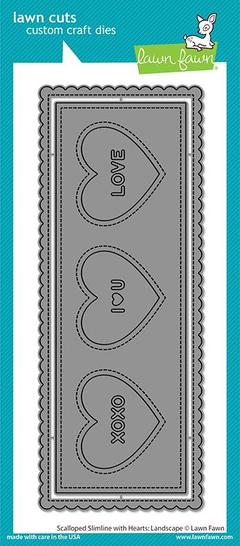 Lawn Fawn Scalloped Slimline with Hearts: Landscape Stand alone Stanze - Retiring soon!