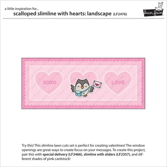 Lawn Fawn - Scalloped Slimline with Hearts: Landscape - Stand alone Stanze