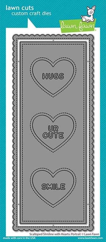 Lawn Fawn Scalloped Slimline with Hearts: Portrait Stand alone Stanze - Retiring soon!