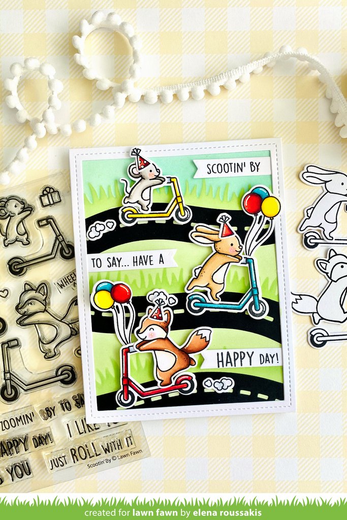 Lawn Fawn - Scootin' by - Stempel Set 4x6