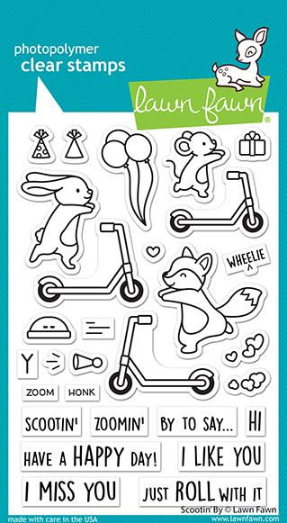 Lawn Fawn - Scootin' by - Stempel Set 4x6