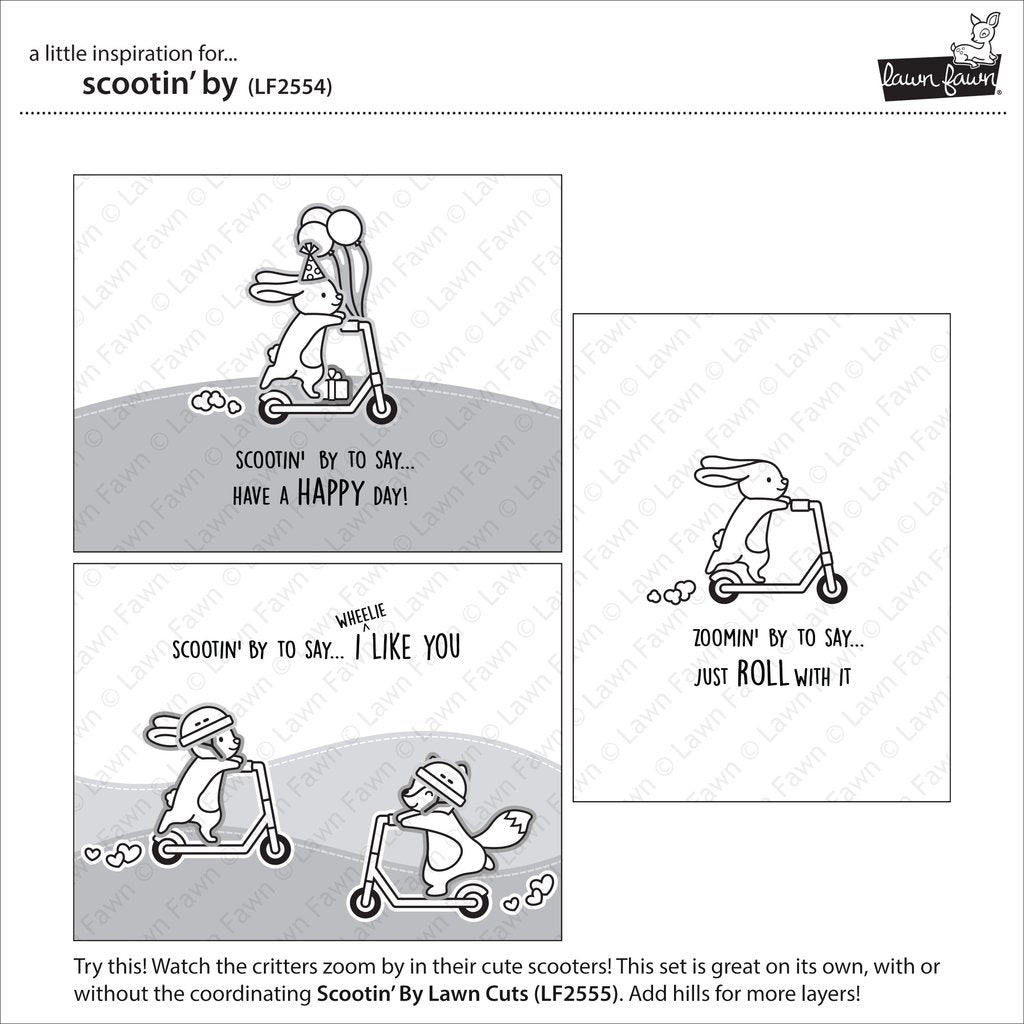 Lawn Fawn - Scootin' by - Stempel Set 4x6
