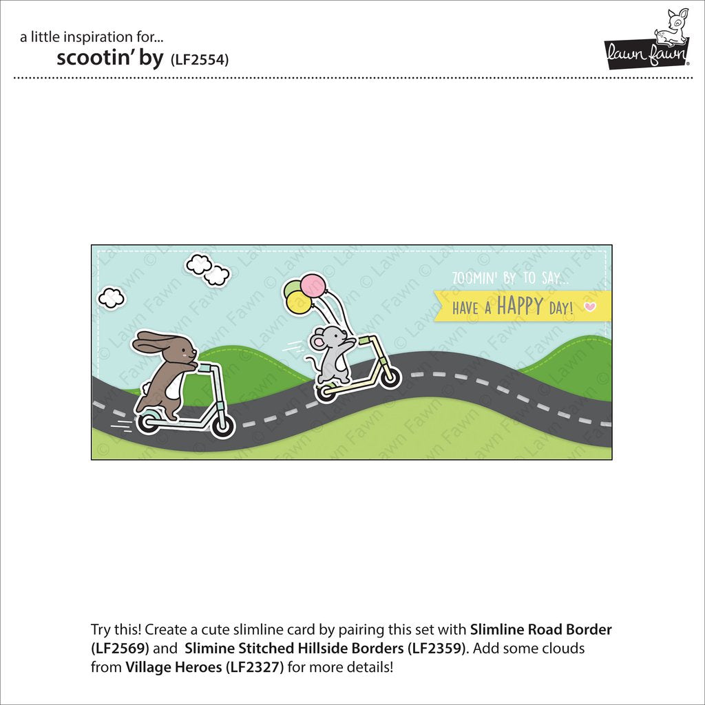 Lawn Fawn - Scootin' by - Stempel Set 4x6