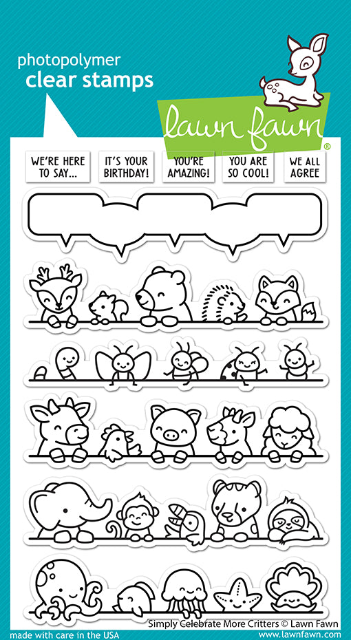 Lawn Fawn - Simply celebrate more critters - Clear Stamp 4x6