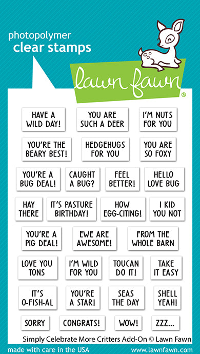 Lawn Fawn - Simply celebrate more critters add-on - Clear Stamp 3x4