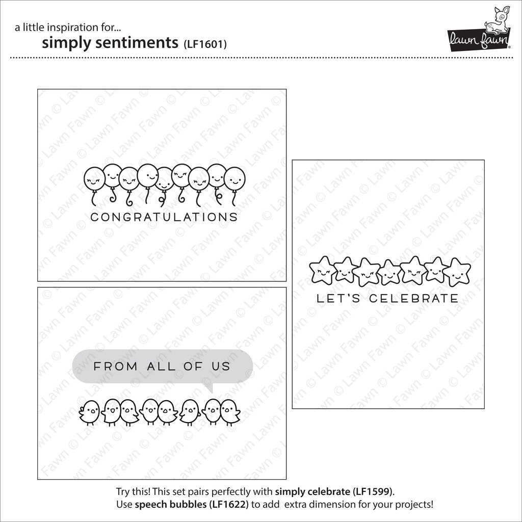 Lawn Fawn - Simply Sentiments - Clear Stamps 4x6