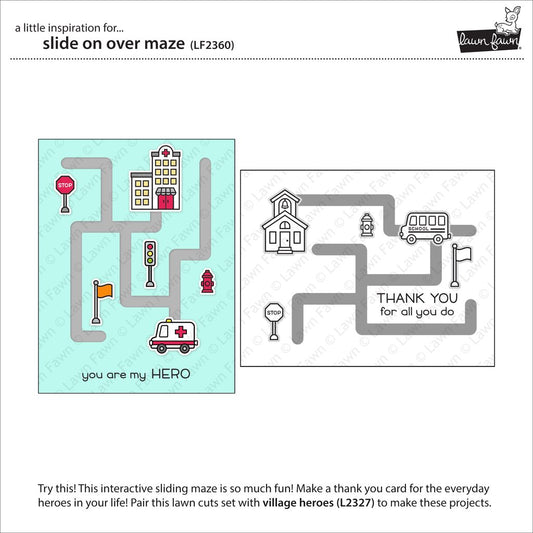 Lawn Fawn - slide on over maze - Stanzen