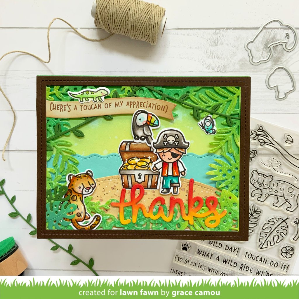 Lawn Fawn - Tropical Leaves Backdrop - Stand Alone Stanzen