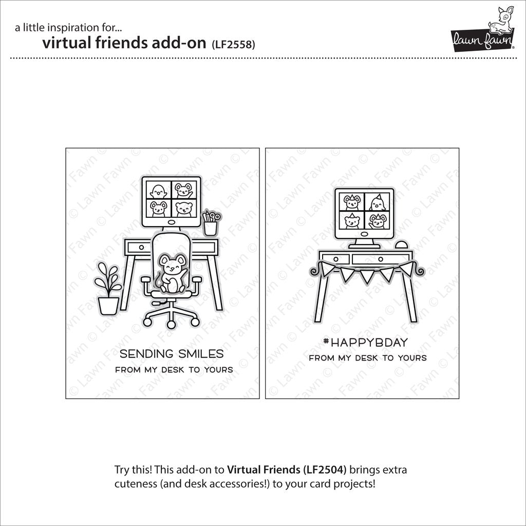 Lawn Fawn - Virtual Friends Add-On - Stempel Set 3x4