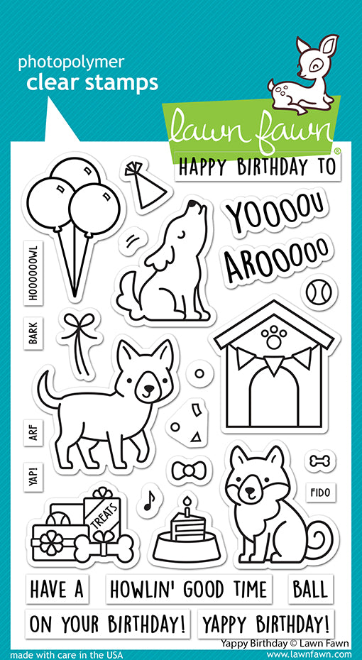 Lawn Fawn - Yappy birthday - Clear Stamp 4x6