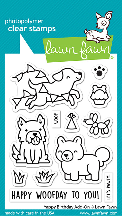 Lawn Fawn - Yappy birthday add-on - Clear Stamp 3x4