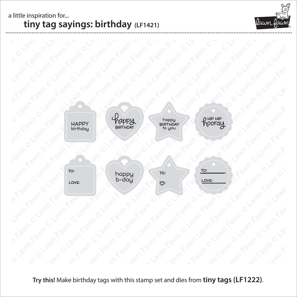 Lawn Fawn - Tiny Tag Sayings: Birthday - Clear Stamp 3x4