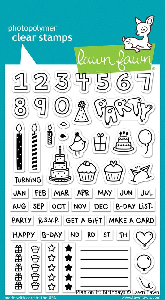 Lawn Fawn - Plan On It: Birthdays - Clear Stamp 4x6