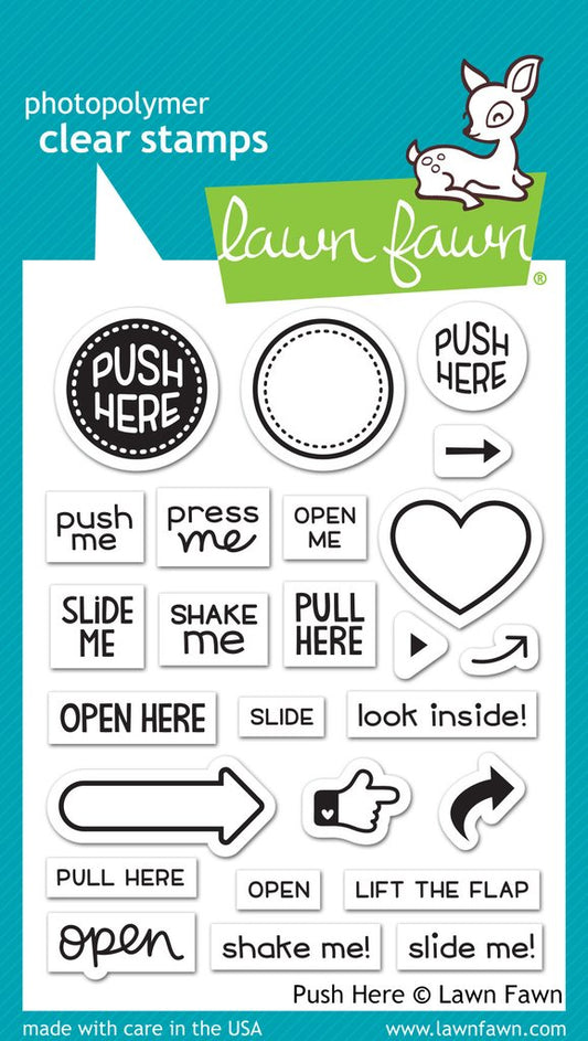 Lawn Fawn - Push Here - Clear Stamp 3x4