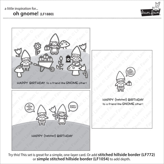 Lawn Fawn - Oh Gnome! - Clear Stamp 4x6