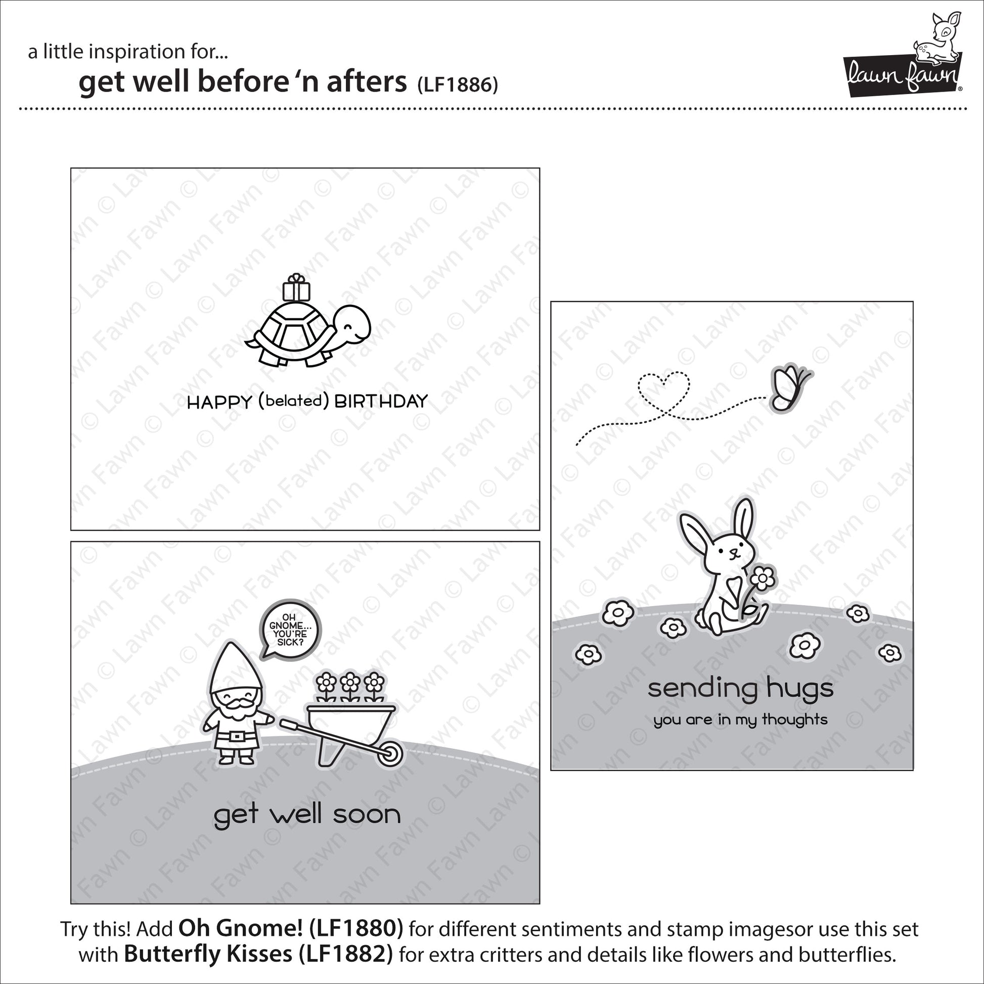 Lawn Fawn - Get Well Before 'n Afters - Clear Stamp 4x6