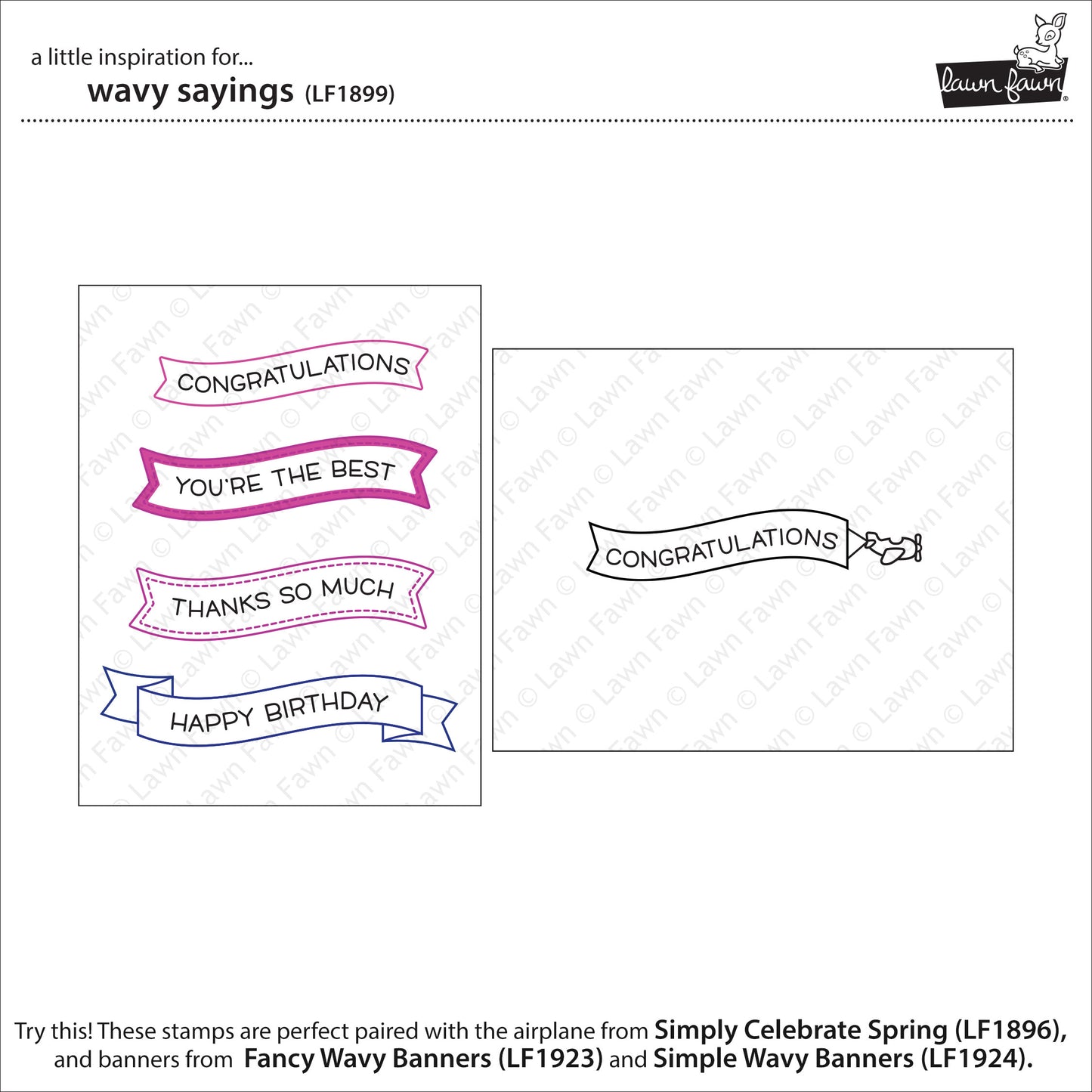 Lawn Fawn - Wavy Sayings - Clear Stamp 3x4