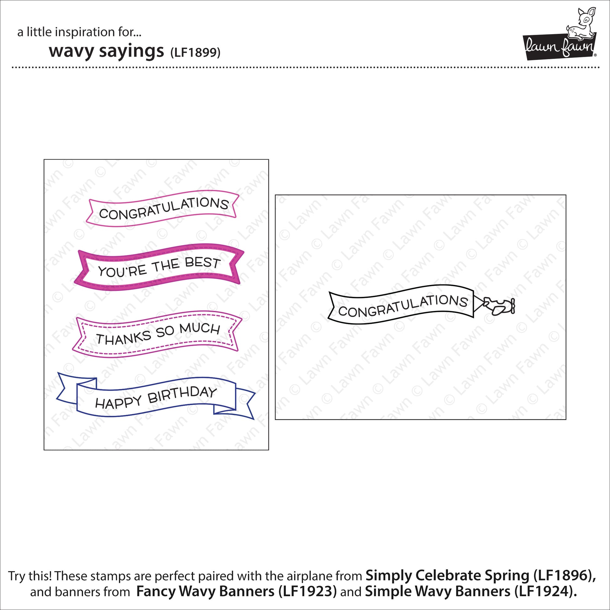 Lawn Fawn - Wavy Sayings - Clear Stamp 3x4