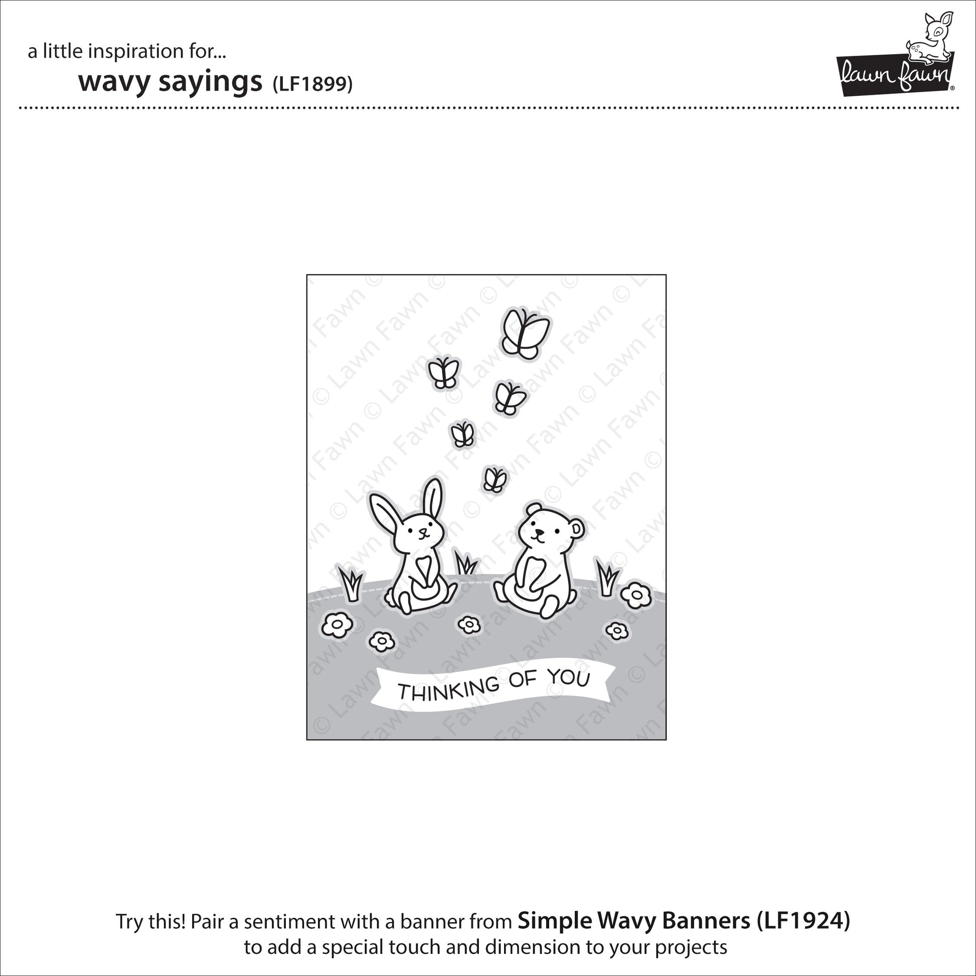 Lawn Fawn - Wavy Sayings - Clear Stamp 3x4