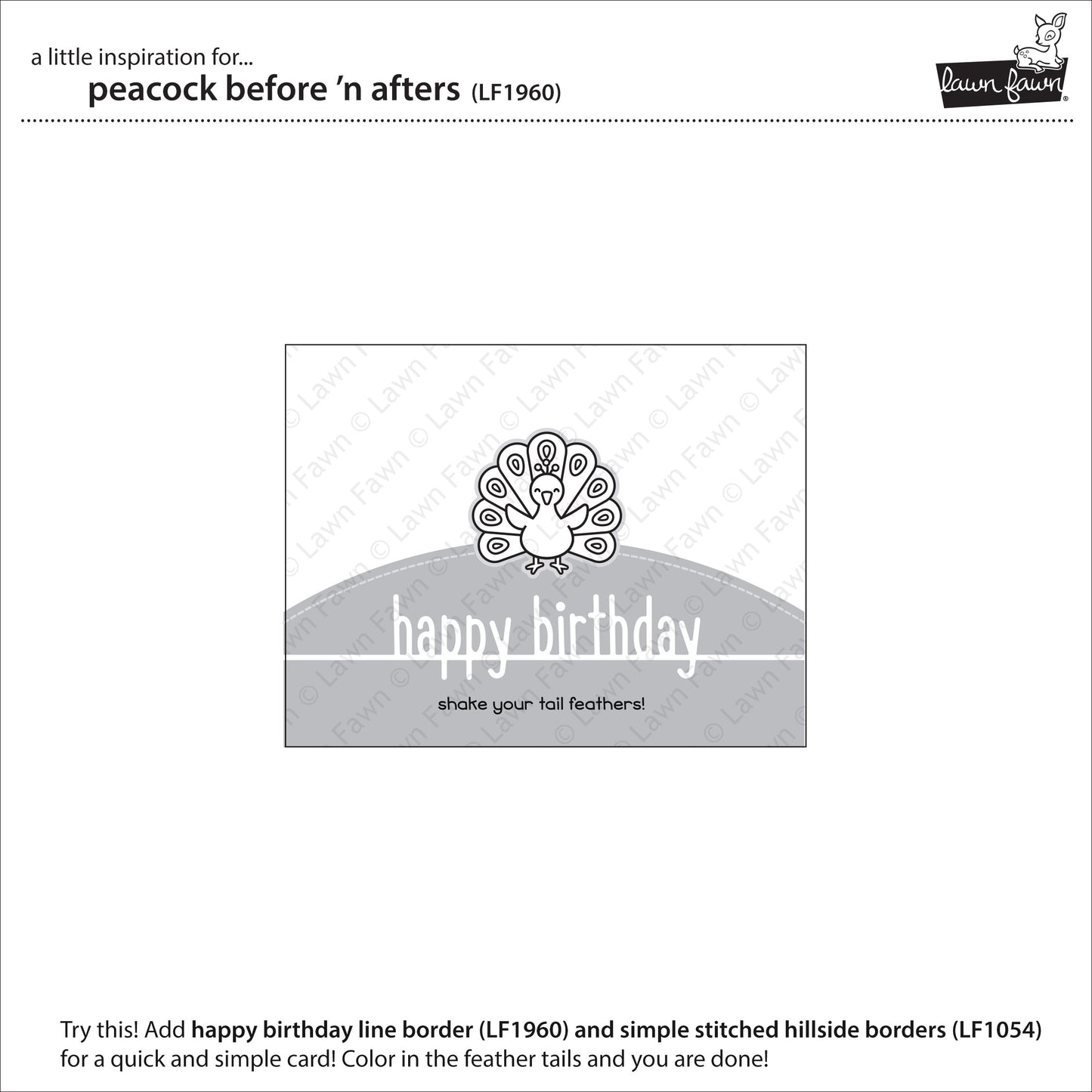 Lawn Fawn - Peacock Before 'n Afters - Clear Stamp 3x4