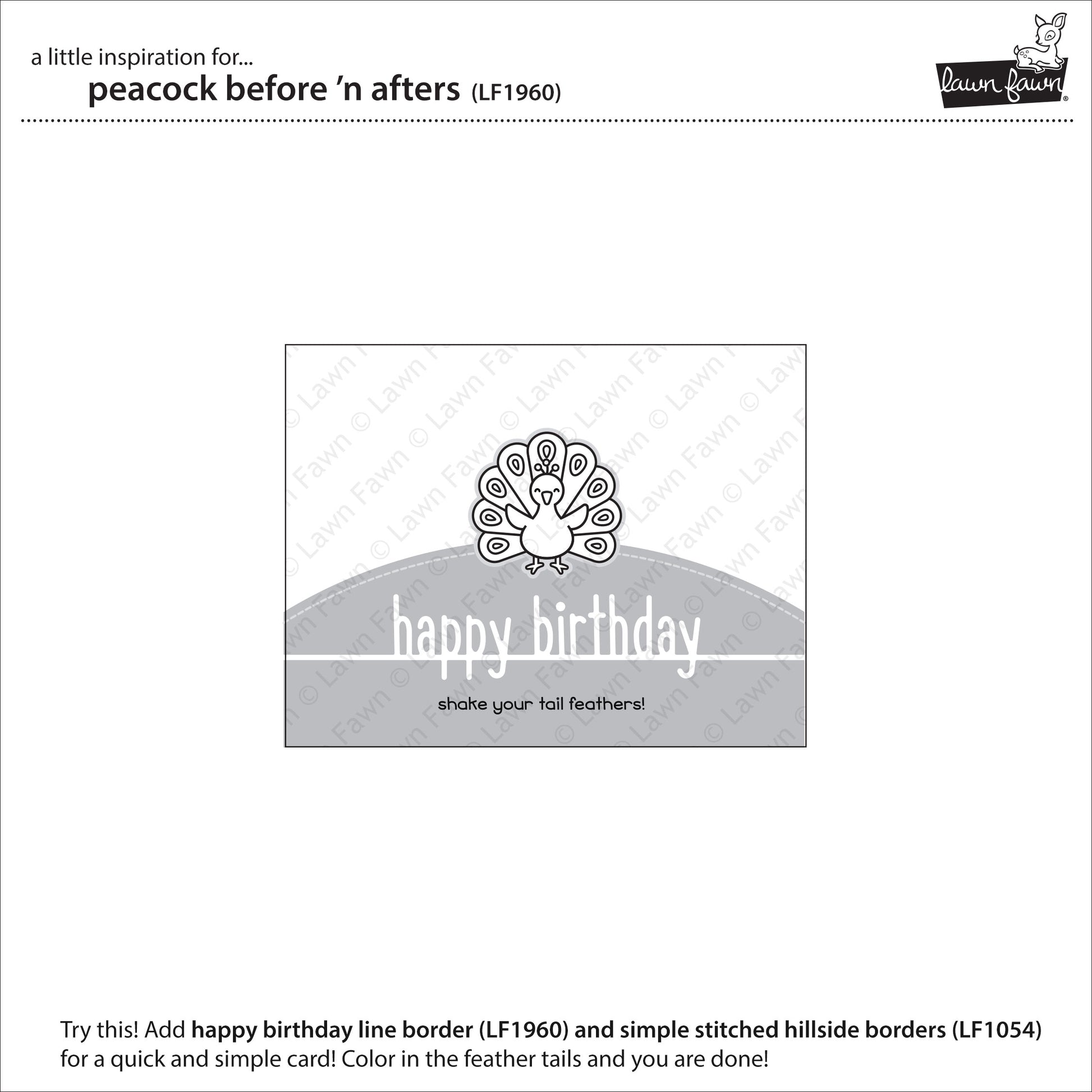Lawn Fawn - Peacock Before 'n Afters - Clear Stamp 3x4
