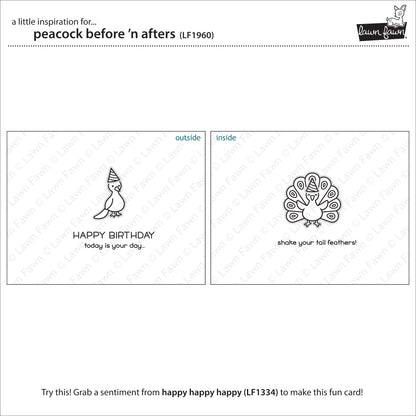 Lawn Fawn - Peacock Before 'n Afters - Clear Stamp 3x4