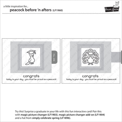 Lawn Fawn - Peacock Before 'n Afters - Clear Stamp 3x4