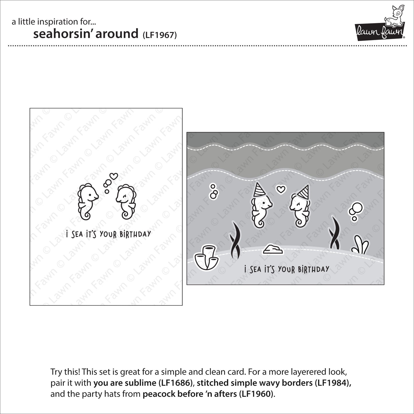 Lawn Fawn - Seahorsin' Around - Clear Stamp 2x3