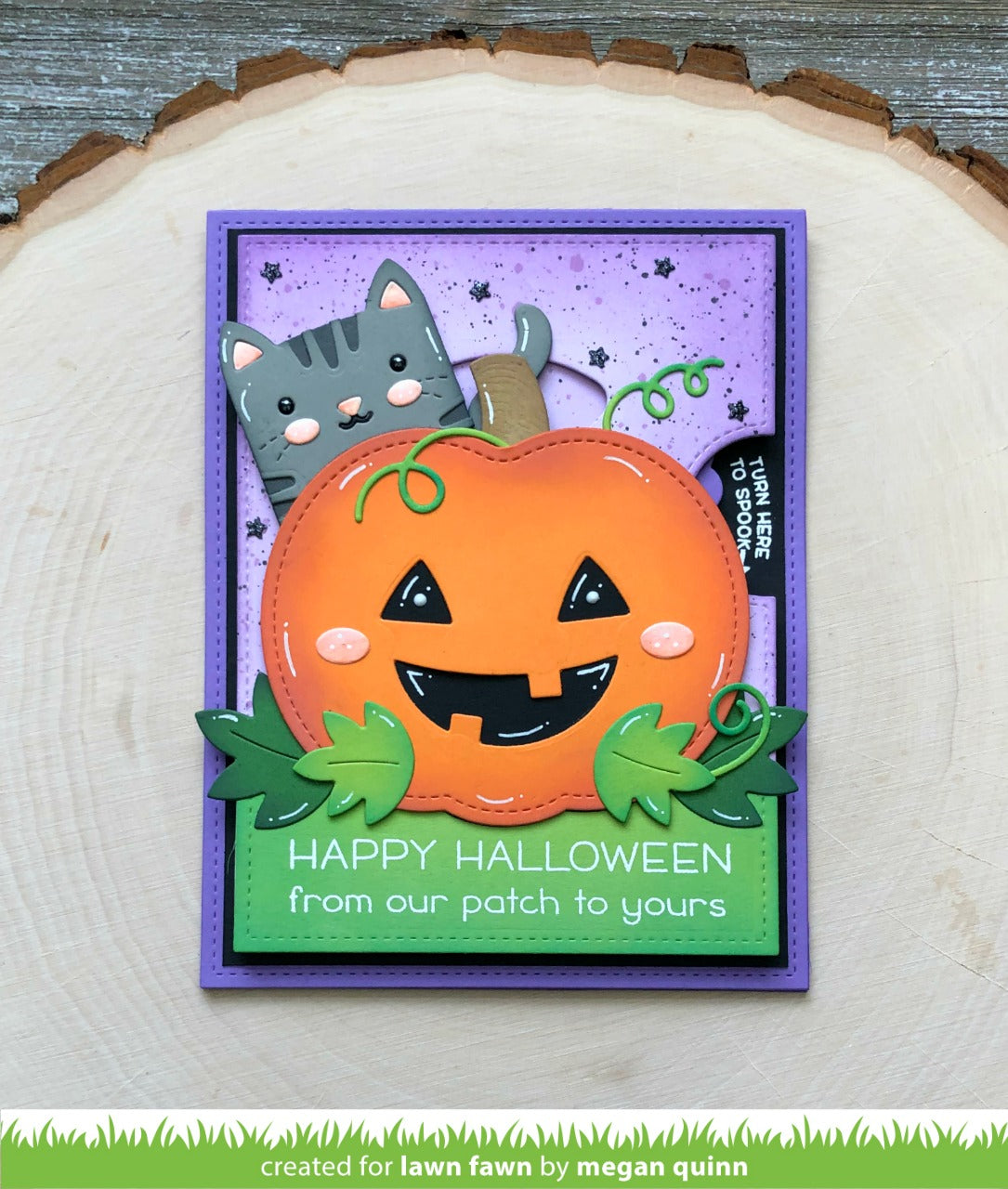outside in stitched pumpkin