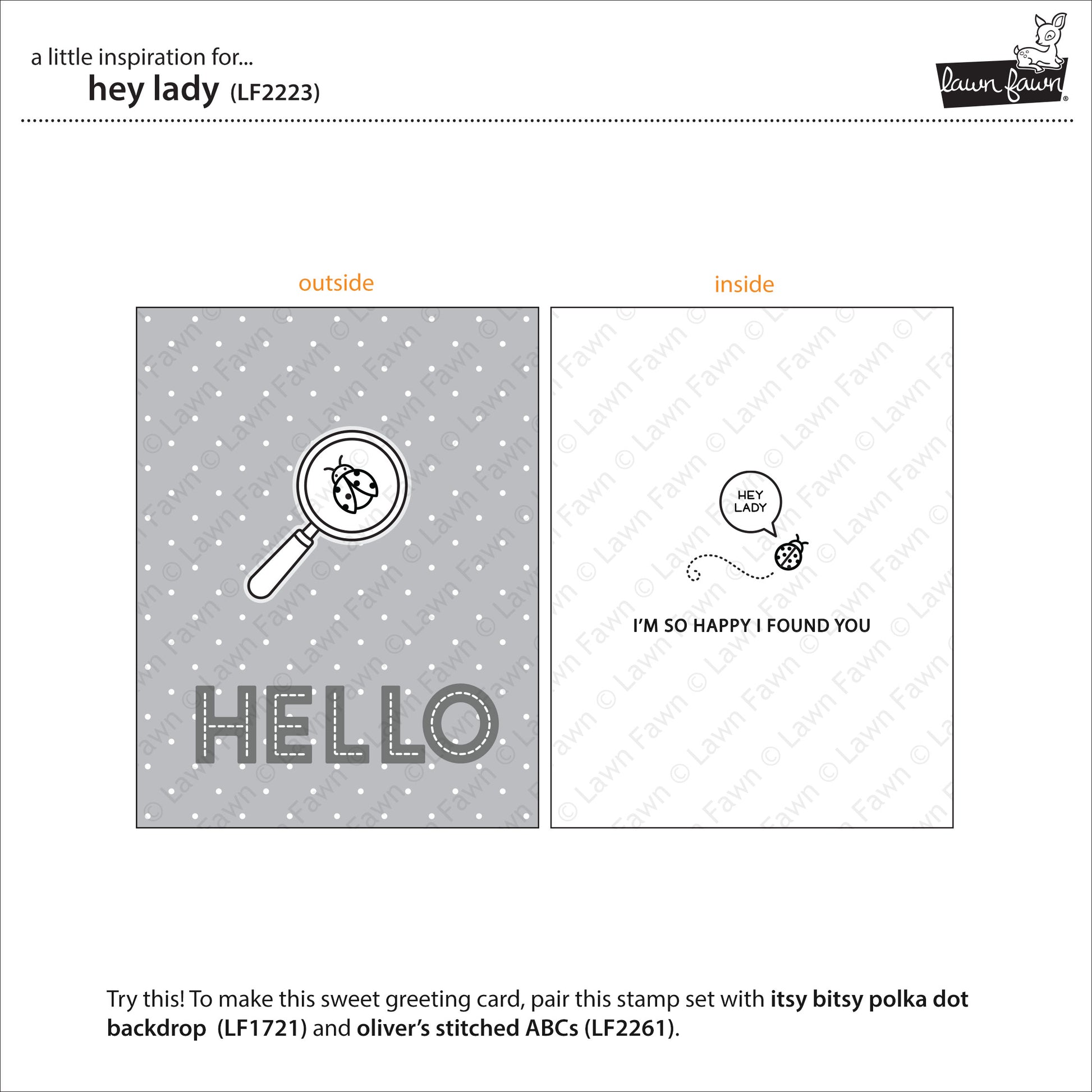 Lawn Fawn - hey lady - Clear Stamp 3x4
