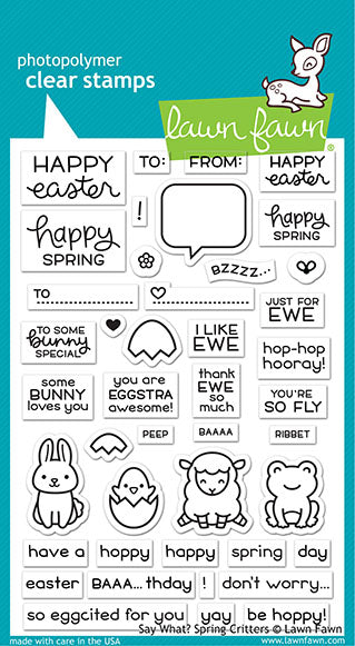 Lawn Fawn say what? spring critters Clear Stamp 4x6
