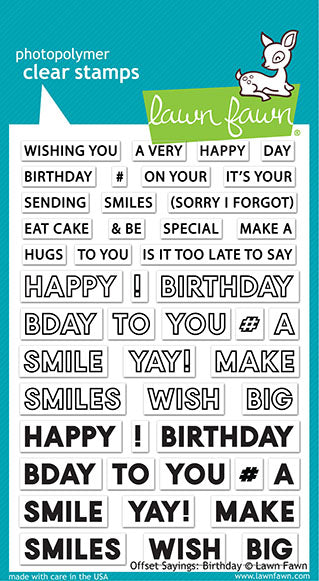 Lawn Fawn offset sayings: birthday Clear Stamp 4x6