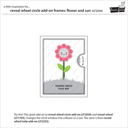 Lawn Fawn - reveal wheel circle add-on frames: flower and sun - Stanzen