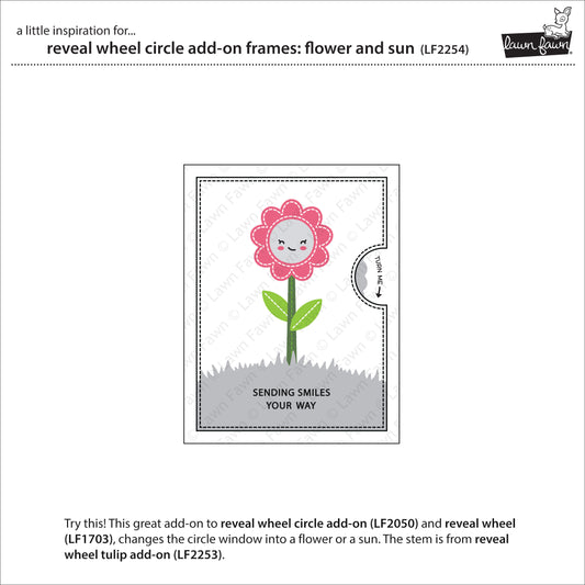 Lawn Fawn - reveal wheel circle add-on frames: flower and sun - Stanzen