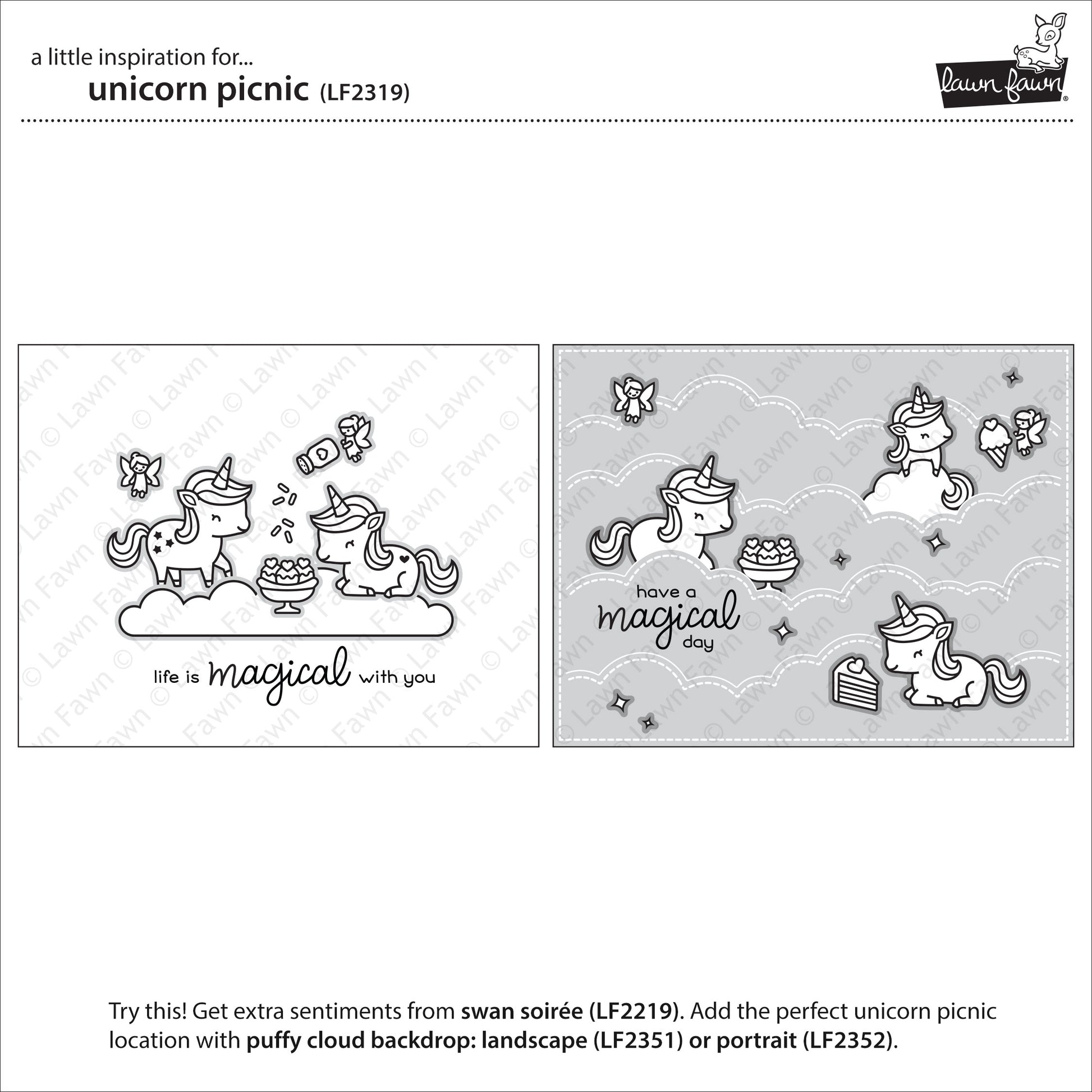 Lawn Fawn - unicorn picnic - Clear Stamp 4x6